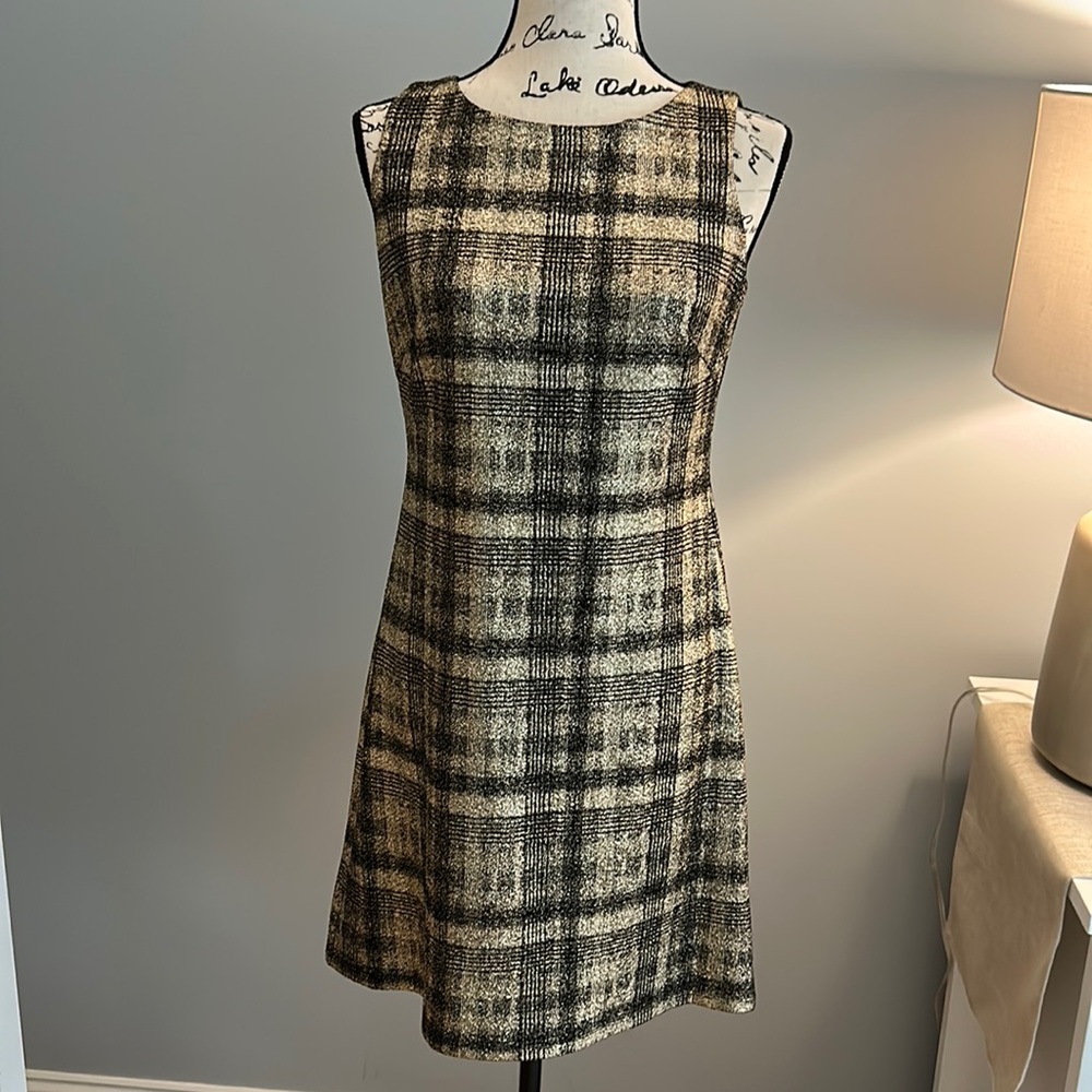 Gold and black plaid dress by American Living, Size 4